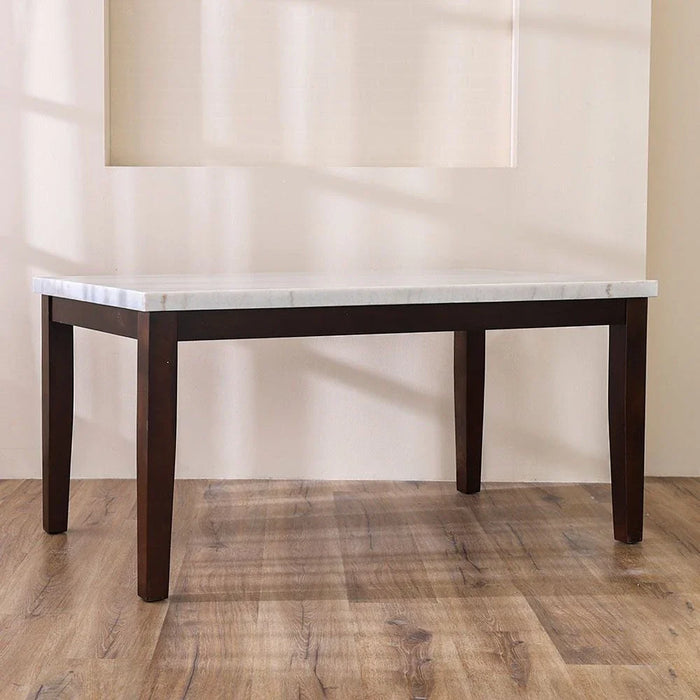 Brody 6-Seater Marble Dining Table-White/Dark Walnut-With 2-Year Warranty