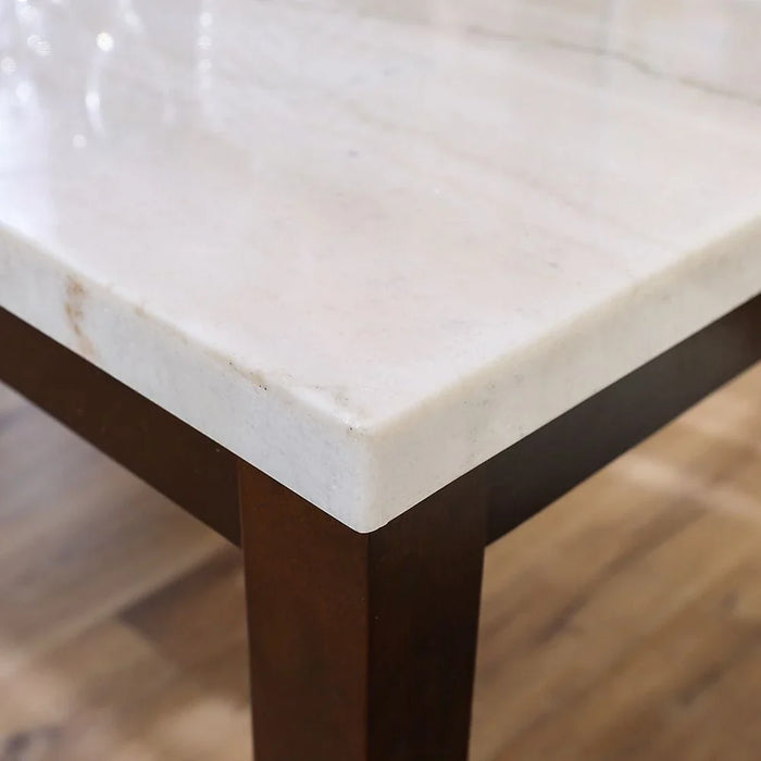 Brody 6-Seater Marble Dining Table-White/Dark Walnut-With 2-Year Warranty