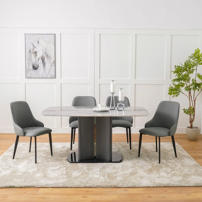 Casandra 1+6-Seater Dining Set - Marble/Grey - With 2-Year Warranty