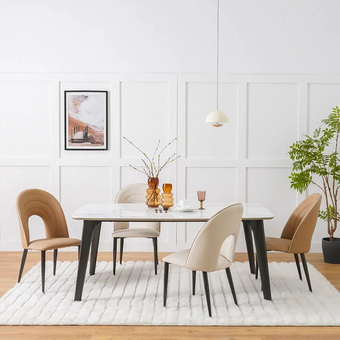 Almanza 8-Seater Dining Table-Marble/Dark Brown-With 2-Year Warranty