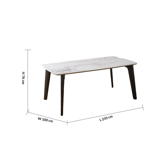 Almanza 8-Seater Dining Table-Marble/Dark Brown-With 2-Year Warranty