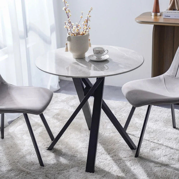 Alleria 2-Seater Round Dining Table-Grey/Black-With 2-Year Warranty