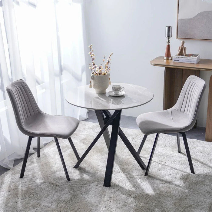 Alleria 2-Seater Round Dining Table-Grey/Black-With 2-Year Warranty