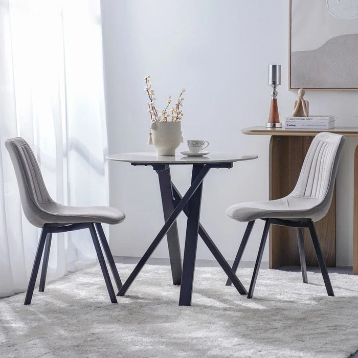 Alleria 2-Seater Round Dining Table-Grey/Black-With 2-Year Warranty