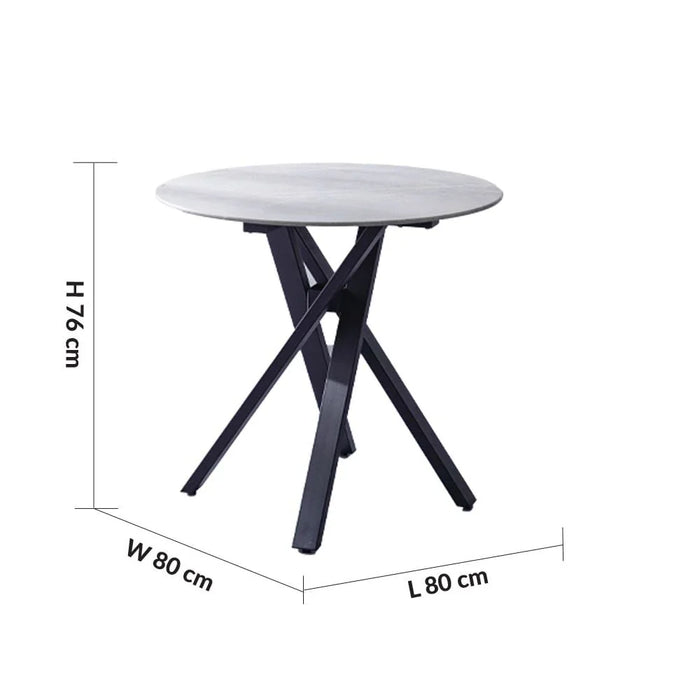 Alleria 2-Seater Round Dining Table-Grey/Black-With 2-Year Warranty