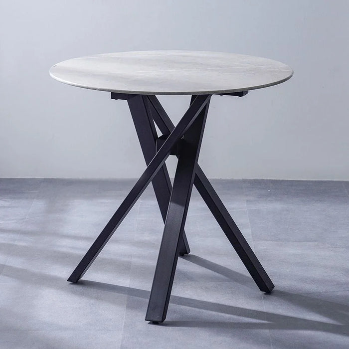 Alleria 2-Seater Round Dining Table-Grey/Black-With 2-Year Warranty