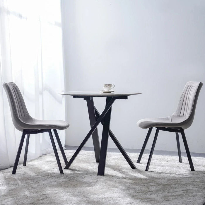 Alleria 2-Seater Round Dining Table-Grey/Black-With 2-Year Warranty