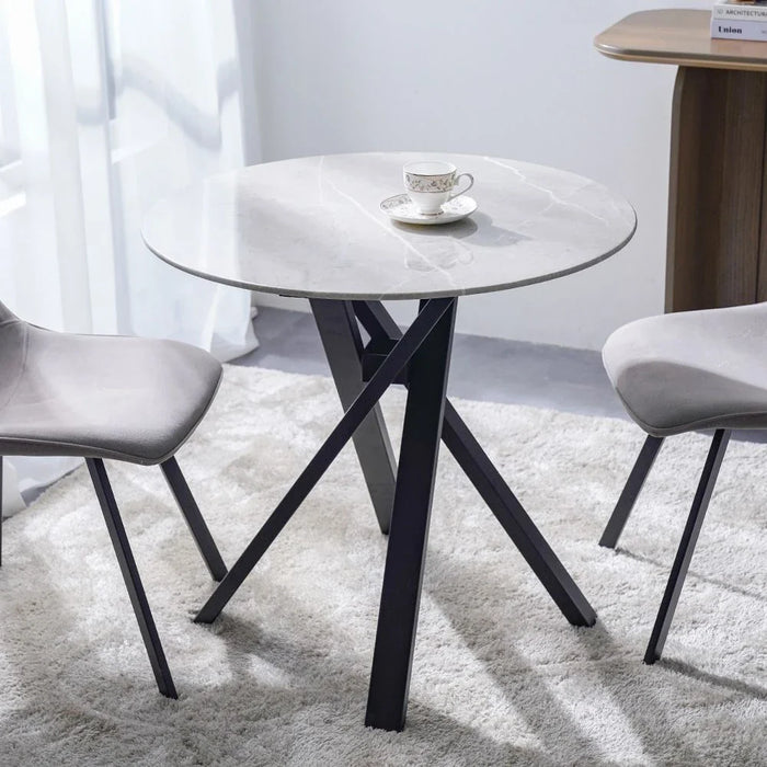 Alleria 2-Seater Round Dining Table-Grey/Black-With 2-Year Warranty