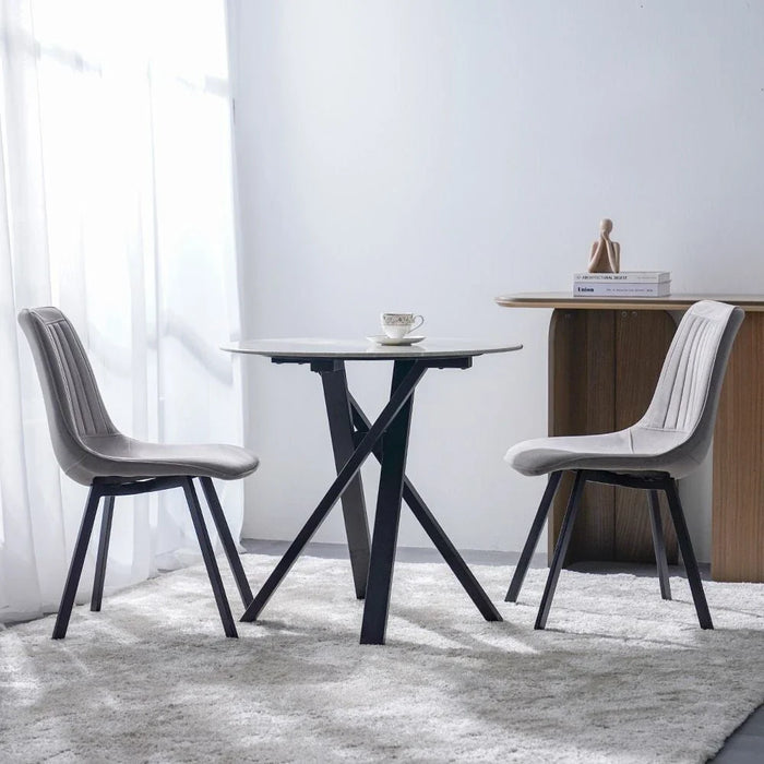 Alleria 2-Seater Round Dining Table-Grey/Black-With 2-Year Warranty