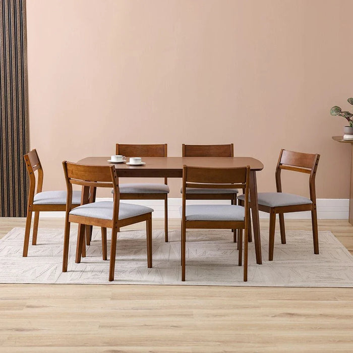 Mervil 1+6-Seater Dining Set - Style Oak/Grey - With 2-Year Warranty