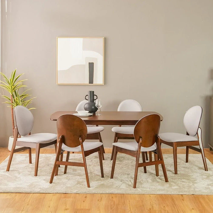 Asuma 1+6-Seater Dining Set-Walnut/Grey-With 2-Year Warranty