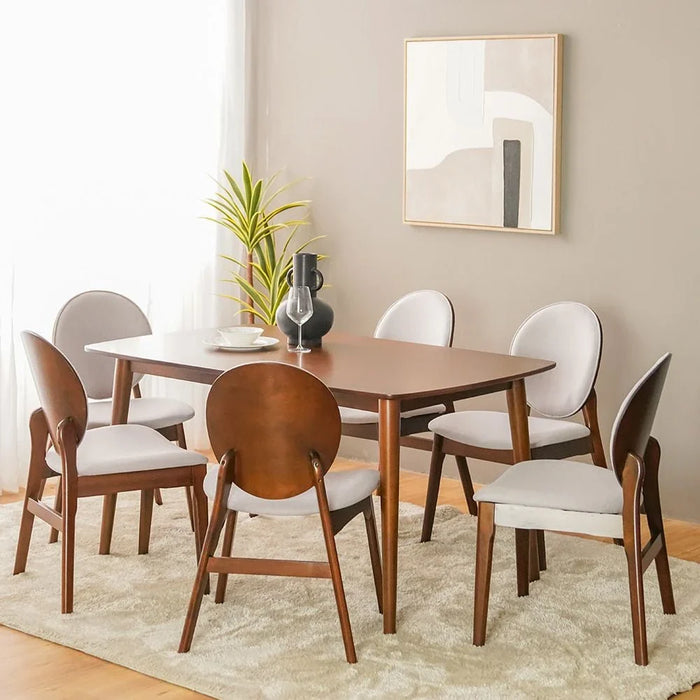 Asuma 1+6-Seater Dining Set-Walnut/Grey-With 2-Year Warranty