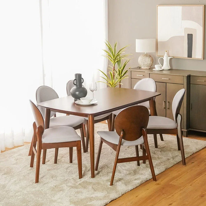 Asuma 1+6-Seater Dining Set-Walnut/Grey-With 2-Year Warranty
