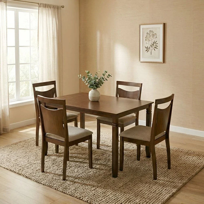 Salvoy 1+4 Dining Set - Walnut / Grey