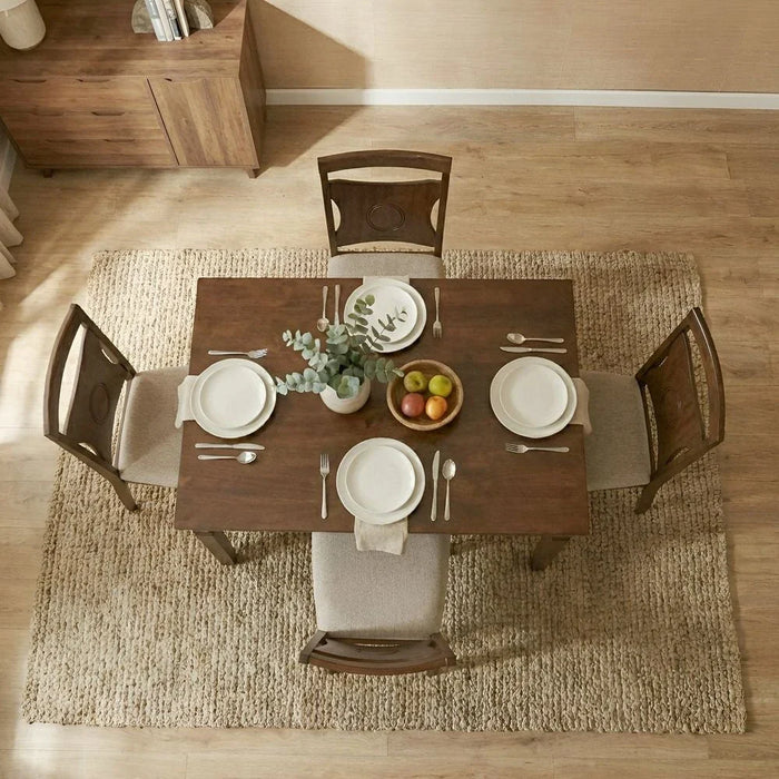Salvoy 1+4 Dining Set - Walnut / Grey