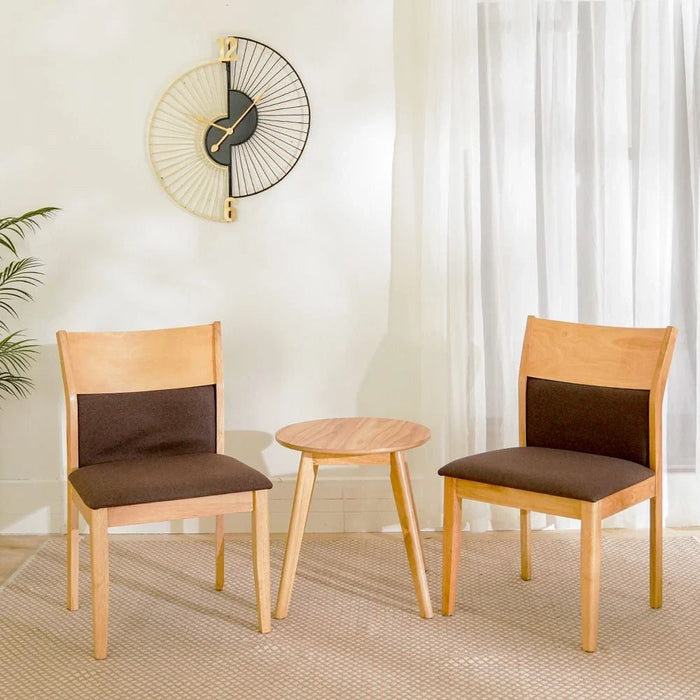 Carvela 1+2-Seater Tea Table Set - Natural/Dark Brown - With 2-Year Warranty