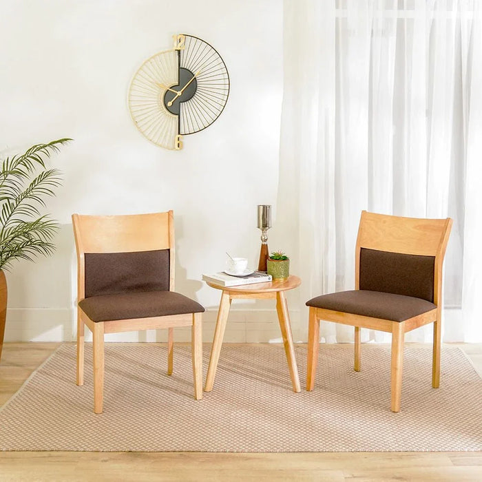 Carvela 1+2-Seater Tea Table Set - Natural/Dark Brown - With 2-Year Warranty