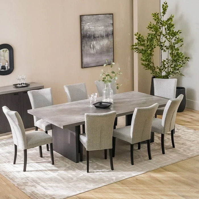 Pletora 1 + 8-Seater Dining Set-Cement Grey/Dark Oak-With 2-Year Warranty