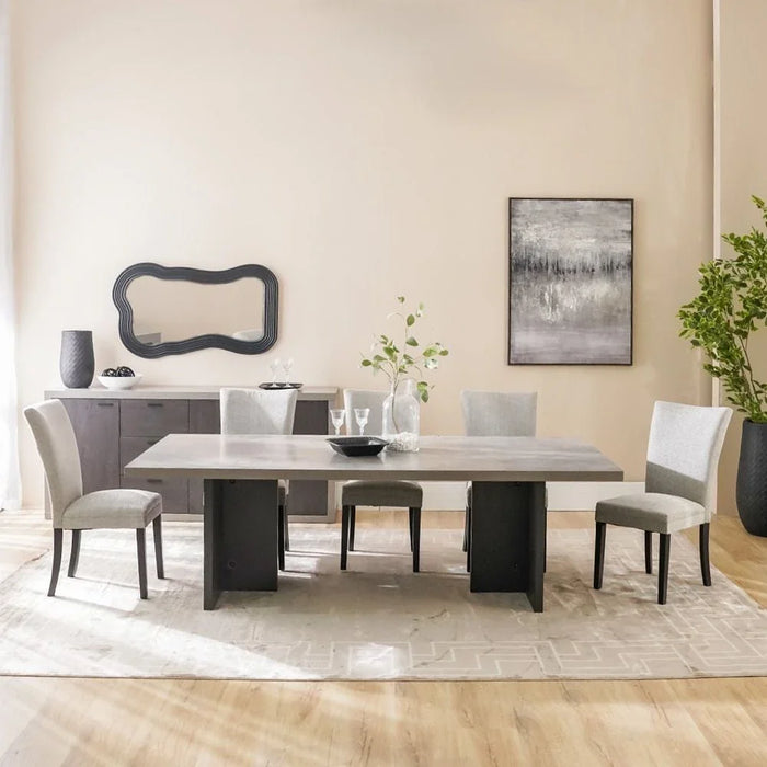 Pletora 1 + 8-Seater Dining Set-Cement Grey/Dark Oak-With 2-Year Warranty