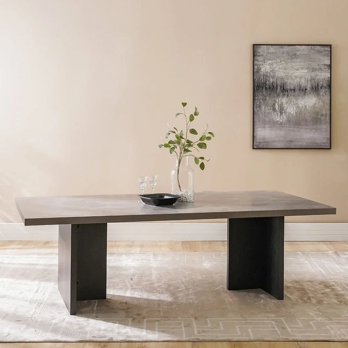 Pletora 1 + 8-Seater Dining Set-Cement Grey/Dark Oak-With 2-Year Warranty