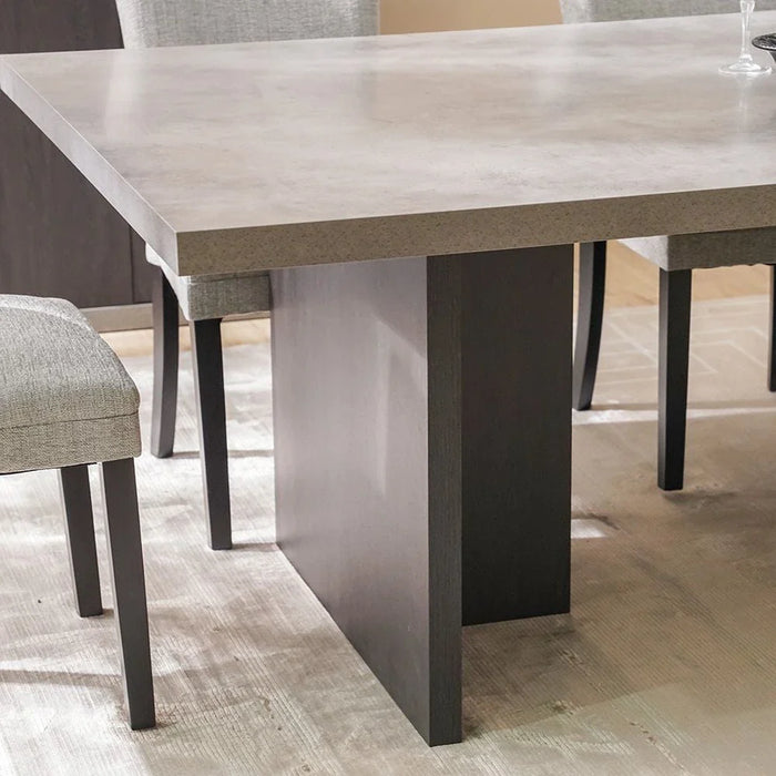 Pletora 1 + 8-Seater Dining Set-Cement Grey/Dark Oak-With 2-Year Warranty