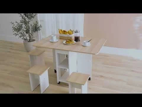 Algeria 1+4 Folding Table Dining Set - White/Oak - With 2-Year Warranty