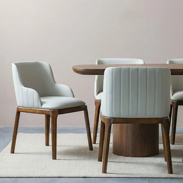 Rorvik 1 + 8 Dining Set-Walnut/Beige-With 2-Year Warranty