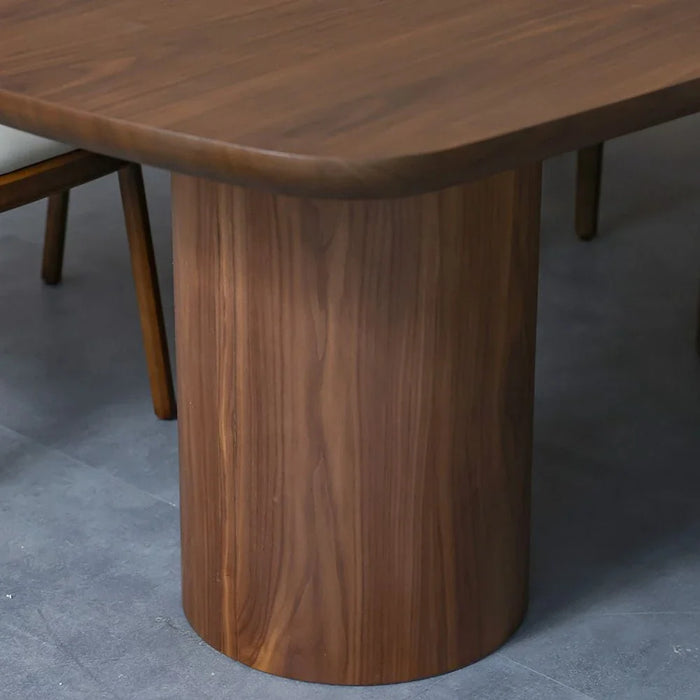 Rorvik 1 + 8 Dining Set-Walnut/Beige-With 2-Year Warranty