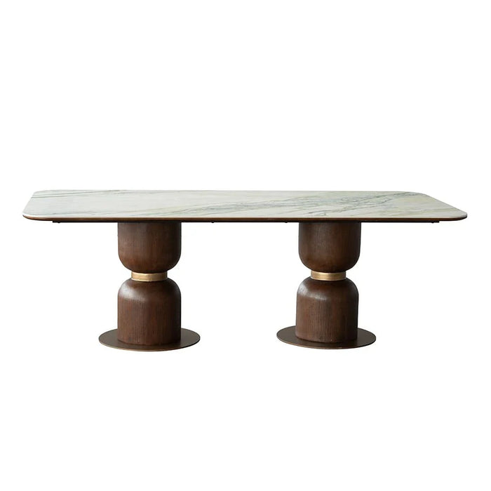 Alhamra 8-Seater Stone Dining Table - White/Green/Gold - With 3-Year Warranty