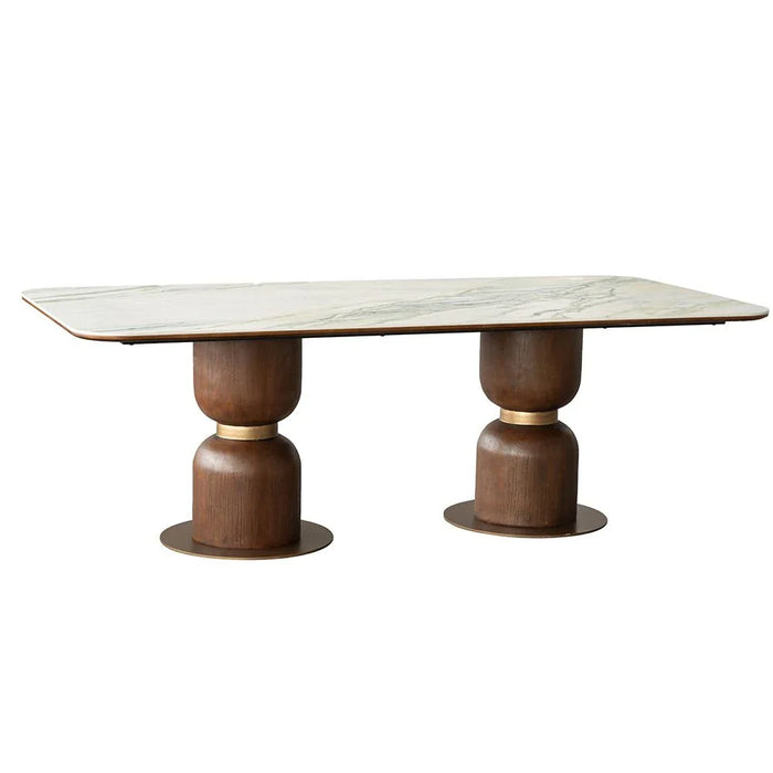 Alhamra 8-Seater Stone Dining Table - White/Green/Gold - With 3-Year Warranty