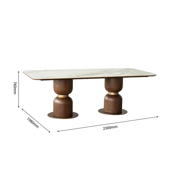 Alhamra 8-Seater Stone Dining Table - White/Green/Gold - With 3-Year Warranty