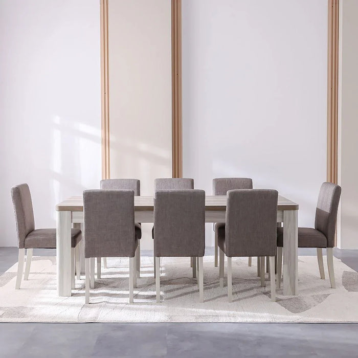 Olivos 8-Seater Dining Table - Ash/Grey Oak - With 2-Year Warranty