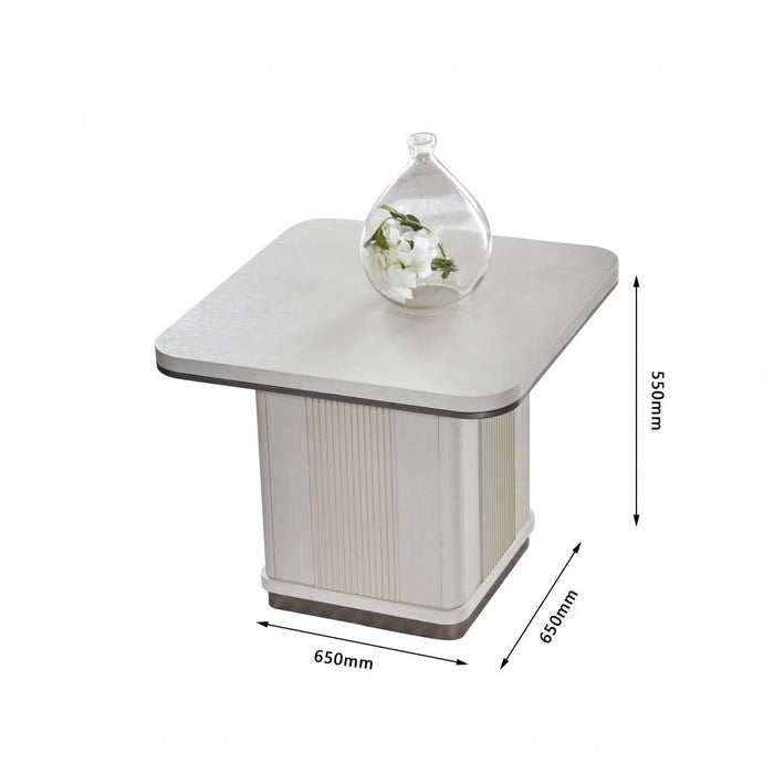 Aries End Table - Light Beige Oak Veneer - With 2-Year Warranty