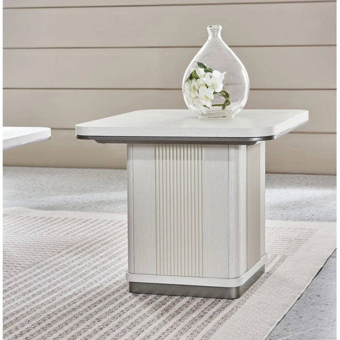 Aries End Table - Light Beige Oak Veneer - With 2-Year Warranty