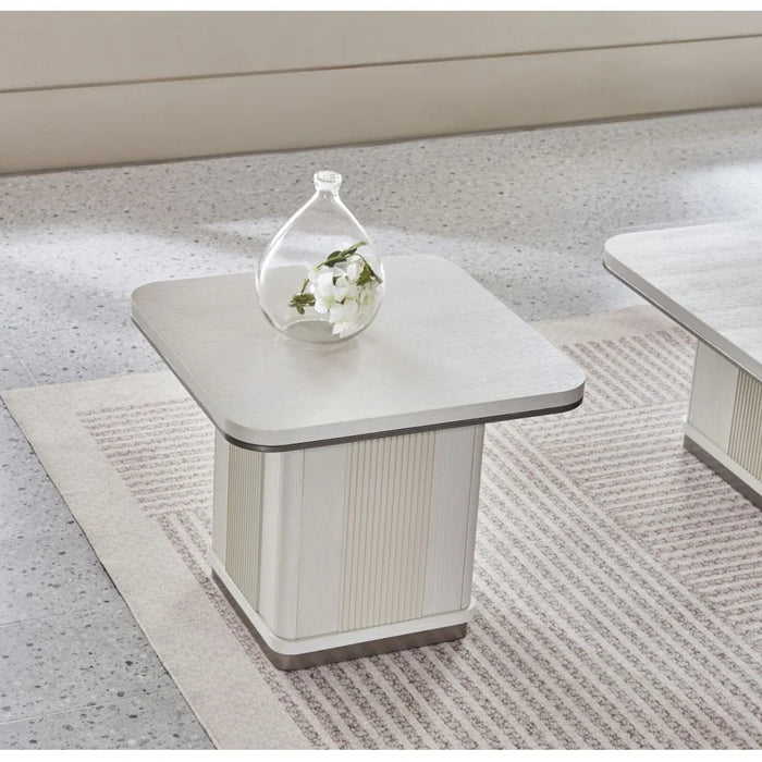 Aries End Table - Light Beige Oak Veneer - With 2-Year Warranty