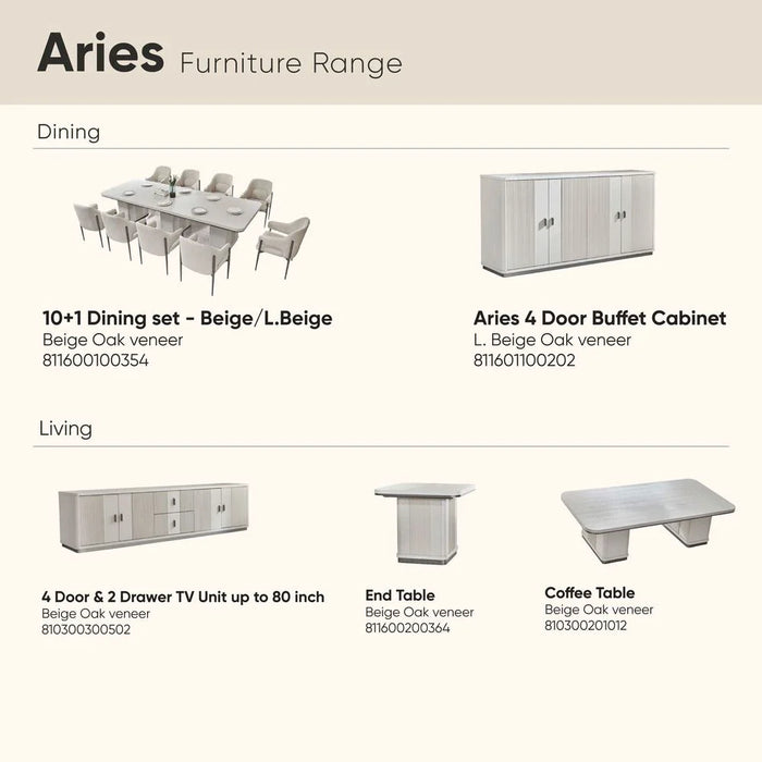 Aries End Table - Light Beige Oak Veneer - With 2-Year Warranty