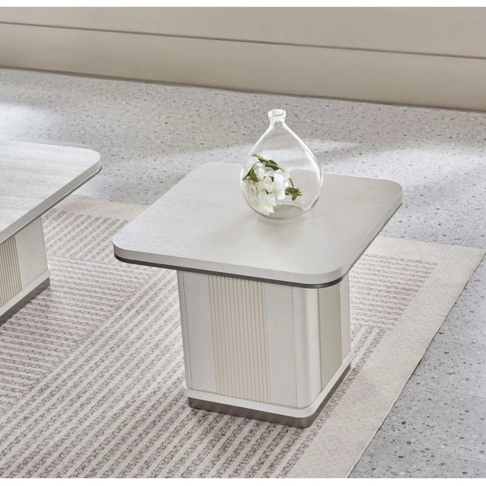Aries End Table - Light Beige Oak Veneer - With 2-Year Warranty
