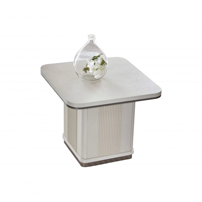 Aries End Table - Light Beige Oak Veneer - With 2-Year Warranty