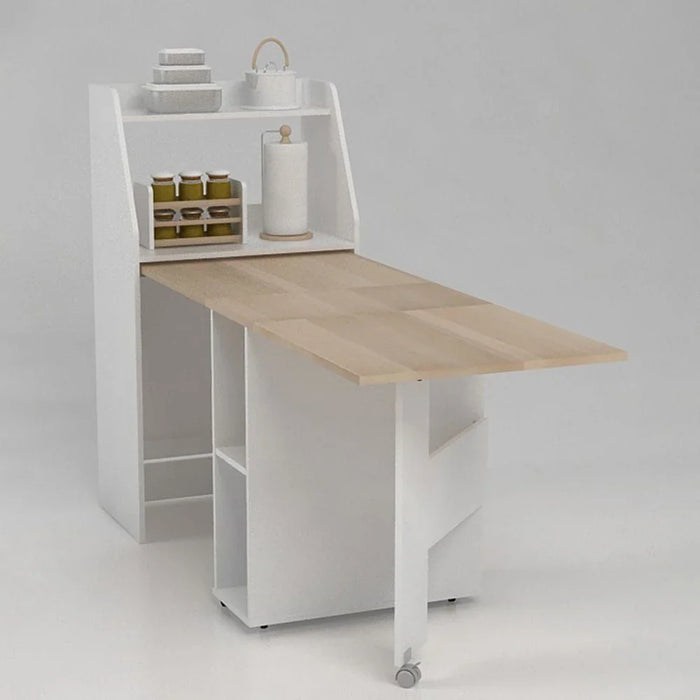 Maeda 4 Seater Folding Dining Table With  Storageæ - White/Oak