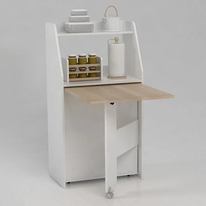 Maeda 4 Seater Folding Dining Table With  Storageæ - White/Oak
