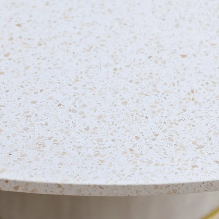 Margaret 6-Seater Round Dining Table - Beige/Terrazo/Gold - With 3-Year Warranty