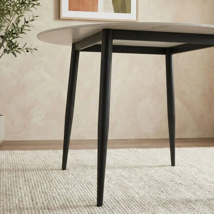 Elmont 4 seater Round Dining table Ceramic- White/Black