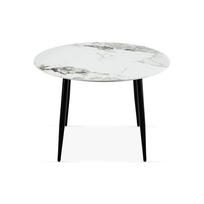 Elmont 4 seater Round Dining table Ceramic- White/Black