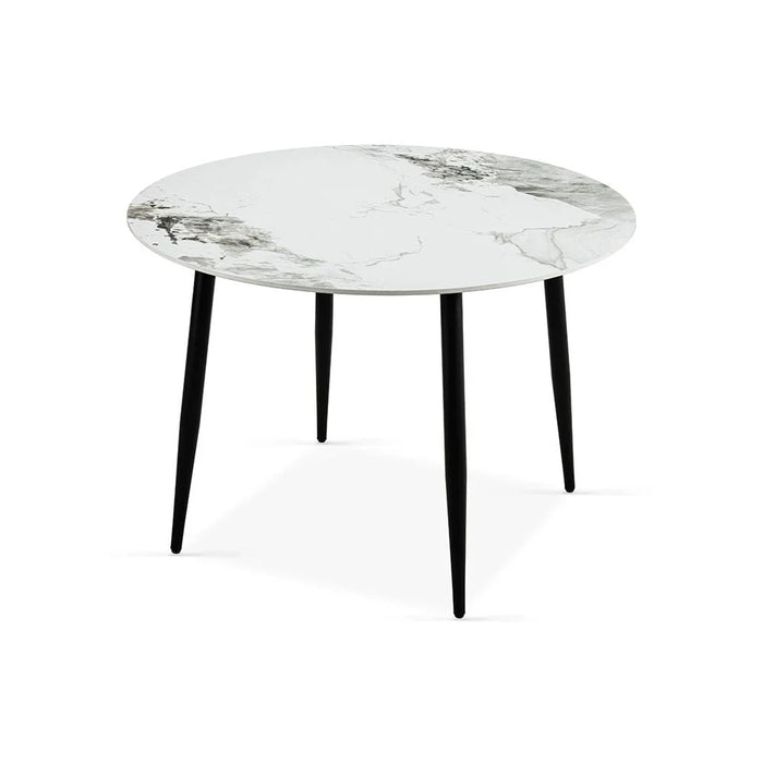 Elmont 4 seater Round Dining table Ceramic- White/Black