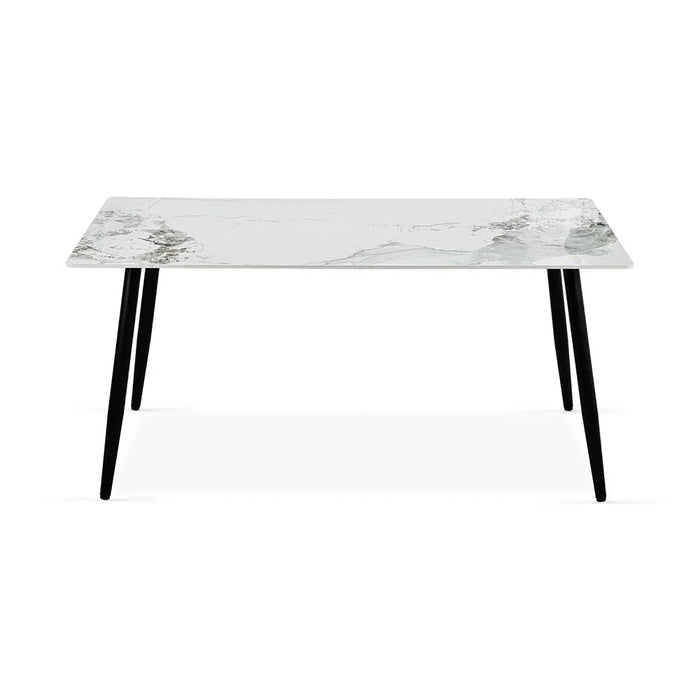 Elmont 6 seater Dining table Ceramic-White/Black
