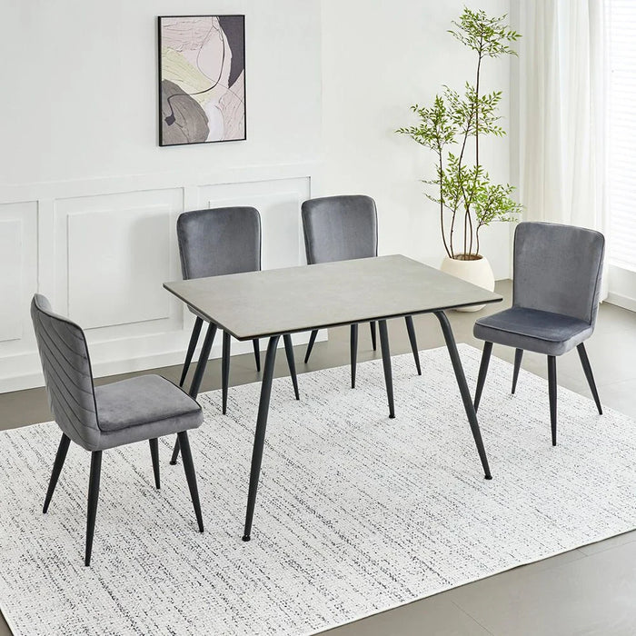 Rowlin 4-Seater Sintered Stone Dining Table - Grey/Black - With 2-Year Warranty