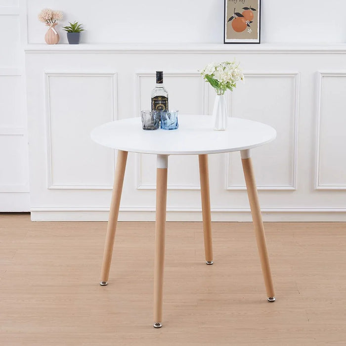 Stork 2 Seater Round Dining Table-White/Beech
