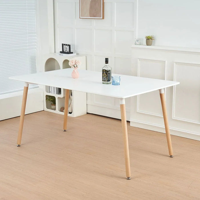 Stork 6-Seater Dining Table - White/Beech - With 2-Year Warranty