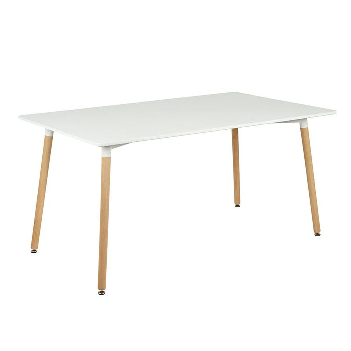 Stork 6-Seater Dining Table - White/Beech - With 2-Year Warranty