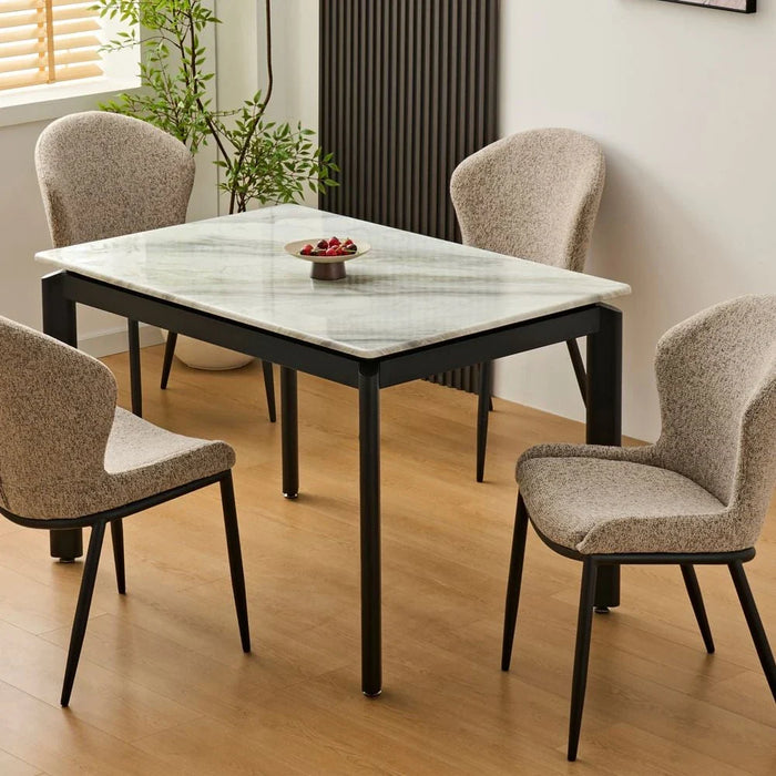 Flash 4-Seater Marble Top Dining Table - White/Grey/Black - With 2-Year Warranty